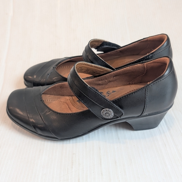 EARTH Elara Black Leather Mary Jane Heels Size 9 - Picture 4 of 10